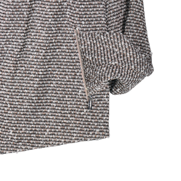 Calvin Klein Knit Blazer Womens Size L Black White Brown Open Crop Moto Jacket - Picture 4 of 9